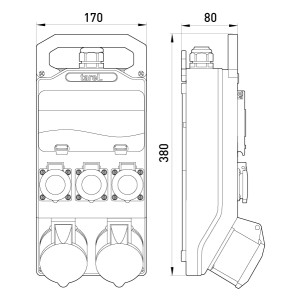 Монтажний набір - вікно 8 мод, 32А 3P+N+Z 400V, 16A 3P+N+Z 400V, 3x16A 2P+Z 250V
