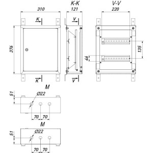 Корпус металевий e.mbox.pro.n.24 IP31 навісний на 24 модулів