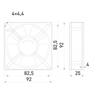Вентилятор e.climat.fan.pro.92, 92х92х25мм 13Вт АС230В