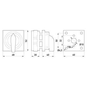 Пакетний перемикач LK16/1.216-ZК/45 щитовий, з передньою панеллю (під пломбування), 1p, 0-1, 16А