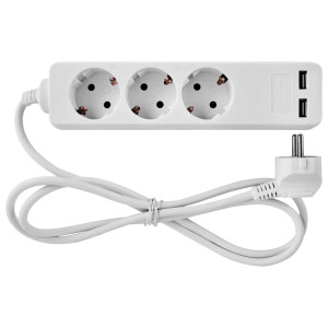 Подовжувач e.es.3.1.5.z.b.2.usb 3 гнізда, 1.5м, з з/к з USB-зарядкою, baby protect