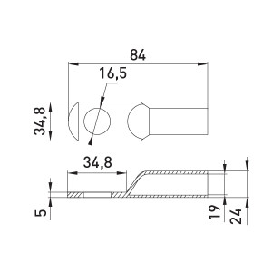 Мідний луджений кабельний наконечник e.end.stand.jg.185, D16.5