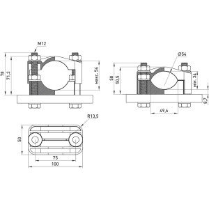 Хомут кабельний KO-54, d34-54 мм, чорний