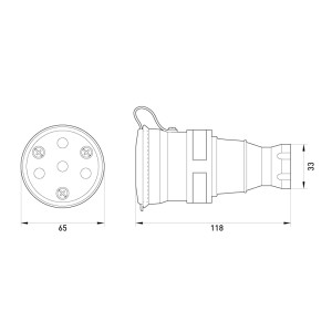 Силова розетка переносна з захисною кришкою каучукова e.socket.rubber.031.25, 4п., 25А