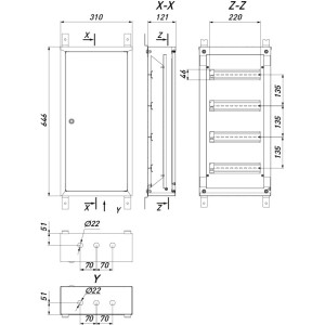 Корпус металевий e.mbox.pro.n.48 IP31 навісний на 48 модулів