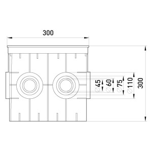 Колодязь кабельний пластиковий e.manhole.300.300.300.6.cover, 300х300х300мм, 6 виходів під трубу, з кришкою