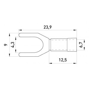 Ізольований наконечник вилковий e.terminal.stand.sv.5.4.black 4-6 кв.мм, чорний, 100шт