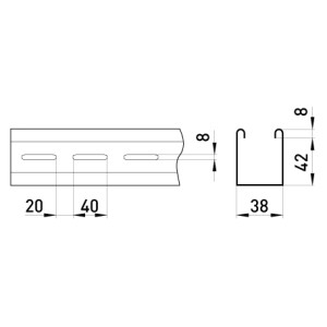 Профіль монтажний перфорований e.industrial.strut.chanel.40.20.1.5 для труб, 3.05м, 40х20мм, 1,5мм