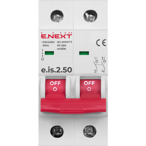 Вимикач навантаження на DIN-рейку e.is.2.50, 2р, 50А