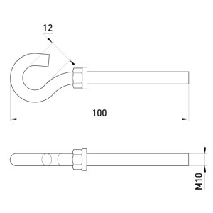 Анкерний гак e.anchor.hook.pro.M10.12.100, М10, 12х100мм