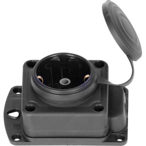 Розетка одинарна з захисною кришкою каучукова e.socket.rubber.029.1.16, з з/к, 16А