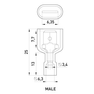 Наконечник-з'єднувач ізольований серії FN e.terminal.stand.mdfn5.5.250.yellow (fn.m.4.6) 4-6 кв.мм "папа", 100шт