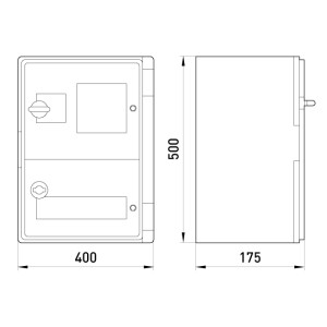 Корпус удароміцний з АБС-пластика e.plbox.400.500.175.3f.6m.blank, 400х500х175мм, IP65 з панеллю під 3 - фазний лічильник та 6 модулів