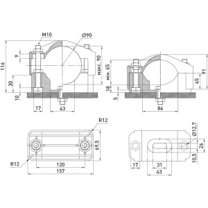 Хомут кабельний KO-90, d65-90 мм, чорний