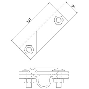 Затискач шпильки заземлення D20 з полосою
