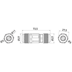З'єднувач кабельний водонепроникний e.wcc.cnp20, IP68