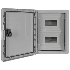 Корпус удароміцний з АБС-пластика e.plbox.250.330.130.18m.blank, 250х330х130мм, IP65 з панеллю під 18 модулів