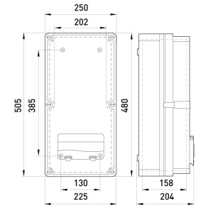 Коробка розподільча пластикова ZP50 IP55 (505*250*204) c віконцем під 8-модулів