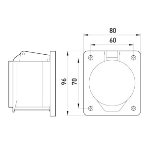 Силова розетка, що вбудовується e.socket.pro.5.32.wall, 5п., 380В, 32А (425)