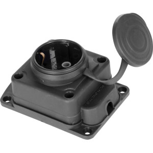 Розетка одинарна з захисною кришкою каучукова e.socket.rubber.029.1.16, з з/к, 16А