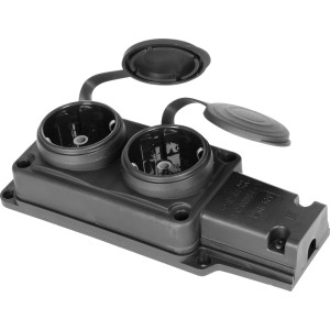 Розетка подвійна з захисною кришкою каучукова e.socket.rubber.029.2.16, з з/к, 16А