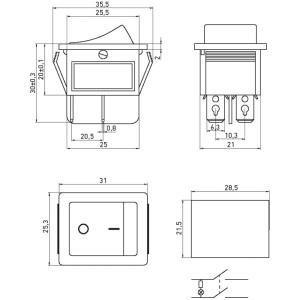 Перемикач клавішний e.switch.key.04, 4 pin, з індикацією