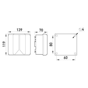 Коробка розподільча e.industrial.db.906, 139х119х70 без клемної колодки