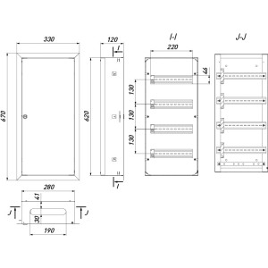 Корпус металевий e.mbox.pro.w.48 IP31 вбудований на 48 модулів