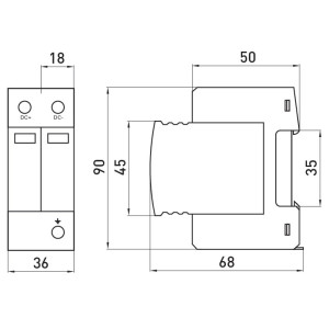 Пристрій для захисту від імпульсних перенапруг e.pro.spd.2DC.1000, 2P, DC