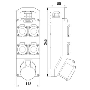 Монтажний набір 16А 3Р+Z 400V 4x16 2P+Z 250V