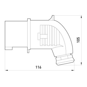 Силова вилка переносна кутова 3Р+N+Z, 400В, 16А, IP44