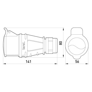 Силова розетка переносна 3Р+Z, 400В, 16А, IP44 безгвинтова