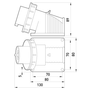Силова вилка стаціонарна 3Р+N+Z, 400В, 16А,IP67