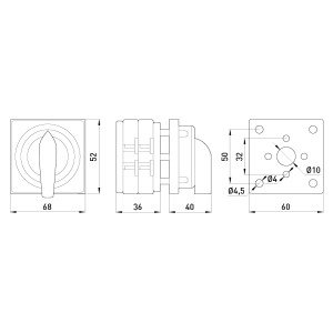 Пакетний перемикач LK16/2.211-ZК/45 щитовий, з передньою панеллю (під пломбування), 3p, 0-1, 16А