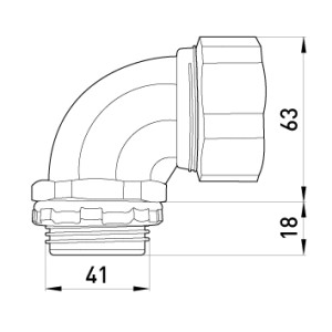 Ввід кутовий e.met.angle.stand.sldx.32 для металорукава 32мм(1.1/4")