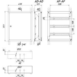 Корпус металевий e.mbox.pro.n.54 IP31 навісний на 54 модуля