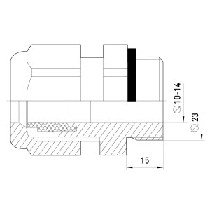 Кабельний ввід e.pgl.stand.16, з подовженою різьбою і ущільнювачем