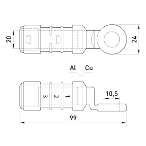 Наконечник кабельний ізольований e.end.pro.cptau.25, 25 кв.мм