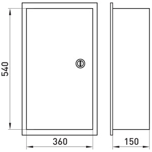Корпус e.mbox.stand.w.f3.36.z металевий, під 3-ф. лічильник, 36 мод., що вбудовується, з замком
