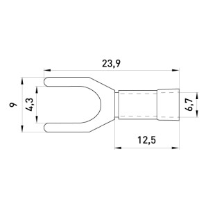 Ізольований наконечник вилковий e.terminal.stand.sv.5.4.yellow 4-6 кв.мм, жовтий, 100шт