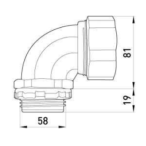 Ввід кутовий e.met.angle.stand.sldx.50 для металорукава 50мм(2")