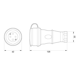 Силова розетка переносна з захисною кришкою каучукова e.socket.rubber.061.16, 4п., 16А