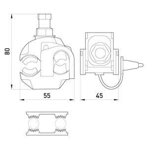 Відгалужувальний проколюючий затискач e.pricking.clamp.pro.50.150.6.50, 50-150 кв.мм/6-50кв.мм