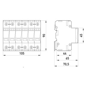 Комбінований ПЗІП e.POmI.3 LCF 90 клас I+II+III, 3 полюси, моноблок