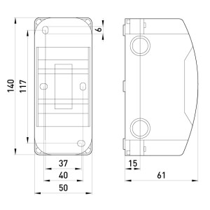 Корпус пластиковий, навісний (NT) 3-модульний, однорядний, без дверцят, IP 30