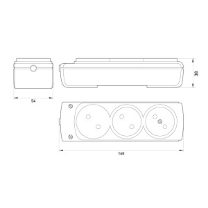 Колодка e.t.es.3 3 гнізда, без з/к