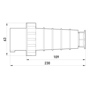Силова вилка переносна e.plug.pro.5.63, 5п., 380В, IP 67, 63А (035)