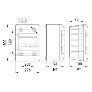 Корпус пластиковий, навісний (NT) 13-модульний, однорядний, IP 55