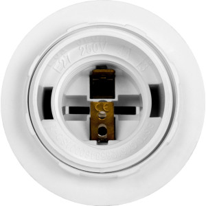 Патрон пластиковий e.lamp socket with nut.E27.pl.white, Е27 з гайкою, білий