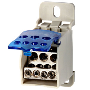 Блок розподільчий e.sn.pro. 80 на DIN-рейку, 80А (вхід 1*6,,,16 кв.мм/вихід 4*2,5...6, 2*2,5...16 кв.мм)